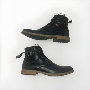 JF J.Ferrar Mens Dress Ankle Boots Lace Up Sz 13 NIB Millbank Black Memory Foam